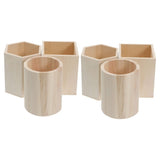 6-Piece Wooden Pen Holder Set, Pencil Cup, Desk Organizer, Makeup Brush Holder for Office and Home V1366-AZ2-W-13640