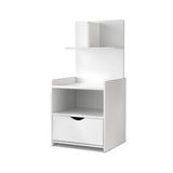 Artiss Bedside Table 1 Drawer with Shelves - EVERMORE White FURNI-G-BSIDE-P16-WH