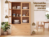 Artiss Buffet Sideboard Cabinet 180cm Hutch Storage Kitchen Drawer Door Wood FUR-C-GLASS-SID180-WD-ABC