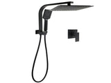 WELS Matt Black 10" Rain Shower Head 3 Mode Handheld Gooseneck Arm Diverter 2in1 Set Mixer V1233-HS002M4CBSS1001BA702BKSQ201B