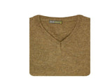100% Shetland Ragg Wool V Neck Knit Jumper Pullover Mens Sweater Knitted - Nutmeg - L V563-SW-VN-NUTMEG23-L