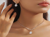 Elegant Teardrop Jewelry Set - Sparkling Necklace and Earrings, adorned with crystal accents, made V1102-SDXLTZ001