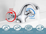pcs Retro Basin Faucet, Double Handle Basin Mixer Tap, Bathroom Sink Faucet, Lavatory Faucet with V1263-JX-3178
