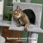 Grey Road Cat Tree Tower Scratching Post Scratcher Cats Condo House Bed 143cm V201-W12900685