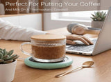 4 Packs Vintage Coffee, 14oz Embossed Glass Cups, Overnight Oats Containers with Lids, Vintage V1366-AZ2-W-18177