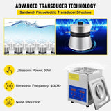 VEVOR Ultrasonic Cleaner 2L Jewelry Cleaning with Digital Timer Ultrasonic Cleaning Machine for V952-JPS-10ACSBQXJ0001V3