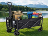 Gardeon Garden Cart Folding Trolley Camping Wagon Barrow Outdoor Beach Black XFEL-GCT-OX-L-BK