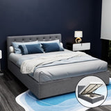 Artiss Bed Frame Queen Size Gas Lift Grey VILA BFRAME-E-VILA-Q-GY-AB