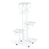 White Practical Plant Stand Wrought Iron Flower Pot Holder Corner Plant Shelf Organize V767-XJJ467-WT-G2