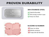 Slow Feeder Licking Mat for Pets with Stainless Steel Tray, Anti-Slip Silicone Base, and Spatula V1341-ZY-VJLJXKVR-SILVER