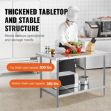 Stainless Steel Prep Table, 30 x 48 x 34 Inch, Heavy Duty Metal Worktable with 3 Adjustable Height V952-CFBXGGZTLCWJMJYVIV0