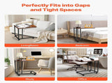 C Table, C Shaped Sofa Side Table with Metal Frame Rolling Casters, Portable C Shaped End Stand for V952-CZ1JT1CBHB208HKNP001V0