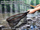 Fly Fishing Net with EVA Handle, Ice Landing Nets CNC Aluminum Alloy Frame, Rubber Coated Mesh Trout V1259-DP01-A-1464