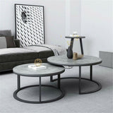 Set of 2 Grey Marble Nesting Coffee Tables 60/80cm V178-66738