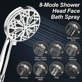 Shower Head 82 Functions Handheld Shower Nozzle with High Pressure Water Jet and Detachable Hose, V1189-LC-LY-00088