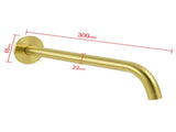 Bathroom 300mm Long Wall Mounted Extention Bath Tub Filler Spout Brushed Gold V1233-SP60530BG