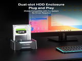ACASIS EC-6104 Dual Bay 2.5/3.5" SATA HDD SSD Enclosure USB 3.2 5Gbps 60TB V28-ELEACAEC6104