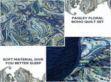 Navy Paisley Boho Dream Bedspread Coverlet 3 Piece Set V745-AC081448Q13U