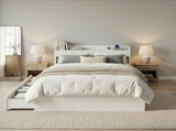 Artiss Bed Frame King Single Size with Charging Ports and 2 Drawers AURA WBED-F-AURA-KS-WH-AB