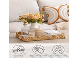 Handmade Wicker Edge Serving Tray, Rectangle Tray with Built-in Handles, Hand-Woven V1192-AZ-W-33957