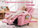 Keezi Kids Recliner Chair PU Leather Toddler Lounge Adjustable Backrest w/ Armrest Storage & 2 Side KID-RECLINER-PU-PK