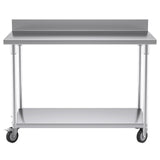 SOGA 120cm Commercial Catering Kitchen Stainless Steel Prep Work Bench Table with Backsplash and WORKBENCHSS8003120CM