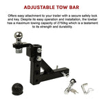 Adjustable Tow Bar Tongue Hitch 50mm Ball Towbar Drop Trailer Caravan 4WD V63-840381