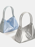 Silver Luminous Silver Nylon Underarm Shoulder Bag - Convertible Crossbody Hobo with Pouch V888-ELOSUNG23673