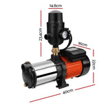 Giantz Garden Water Pump High Pressure 1800W Multi Stage Tank Rain Irrigation Black PUMP-ST5-1800W-TPC