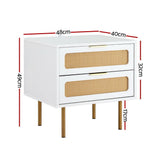Artiss 2x Rattan Bedside Table 2 Drawers White FUR-U-BS-03-RAT-WHX2