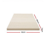 Giselle Bedding Latex Mattress Topper, 7.5cm Thick 7-Zone Pressure Relief Bed Pad with Washable TOPPER-LT-S-75
