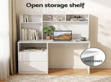 Artiss Computer Desk Office Study Desks Table Bookshelf Drawer White 120cm FUR-W-CD120-WHT-AB