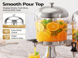 5-Star Chef 16L Dual Tank Juice Dispenser Drink Beverage Server Ice Tubes JD-8L-X2-SS