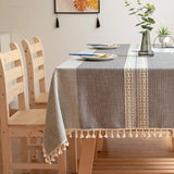 Tablecloths, Embroidery Cloth Washable Cotton Linen Tasselcloth, Anti Fade Wrinkle Free V1237-ZY-528-287
