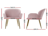 Artiss Dining Chairs Set of 2 Velvet Armchair Pink UPHO-C-DIN-5220-VEL-PKX2