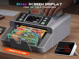 Mixed Denomination Money Counter with Counterfeit Detection, Touch Screen, and CIS/UV/MG/IR/MT, USD, V1181-OF010