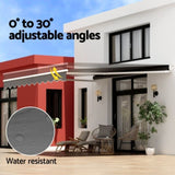 Instahut Retractable Folding Arm Awning Manual Sunshade 4Mx3M Grey AWN-B-ARM-40X30-GREY