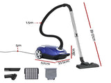 DEVANTI Bagged Vacuum Cleaner Powerful Suction for Carpet Wood Tile Floor VAC-KB-2108-BU
