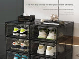 2 transparent white ones Stackable Magnetic Shoe Storage Box - Transparent PS Plastic - Front V888-ELOSUNG56133-3