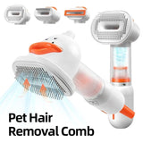 4-in-1 Pet Hair Vacuum Comb, Rechargeable De-shedding Tool with Interchangeable Heads, Duck-Shape V1341-ZY-ZHEA5URF-WHITE