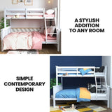 Kingston Slumber Single Over Double Wooden Bunk Bed Frame, Triple Solid Pine 2-in-1 Modular Design, V219-BEDDBBKS12WA