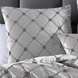 Davinci Julienne Platinum Crushed Velvet Applique Quilt Cover Set King V442-LED-QUILTCS-JULIENNE-PLATINUM-KI