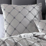 Davinci Julienne Platinum Crushed Velvet Applique Quilt Cover Set Queen V442-LED-QUILTCS-JULIENNE-PLATINUM-QS