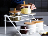 Kitchen Countertop Storage Rack Space Saving Multifunctional 2 Tiers Spice Toiletries Makeup Counter V1294-YM0710-3118230202212