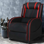 Artiss Recliner Chair Gaming Chair Leather Black Serik RECLINER-A10-GAME-BK-RD