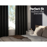Artiss 2X Blockout Curtains Eyelet 240x230cm Black Shine BC-SHINE-240X230-BK