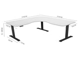 FORTIA 173W x 173W x 75D 3-Motor 120kg Load Adjustable Electric Sit to Stand Up Corner Desk V219-ADKCORFOWTBKC3A