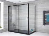 150mm Adjustable Single Door Corner Sliding Glass Shower Screen in Black V63-846201