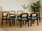 Levede Dining Chair Wood Rattan Armless Black x6 CH1144-2-BKX3