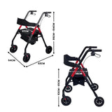 Orthonica Foldable Mobility Steel Rollator 136kg Max Capacity Red FRW-MAS-029-RD
